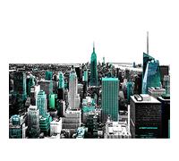 Runa Art Papier peint intissé 396 x 280 cm New York | Toison Décoration Murale Salon Chambre á Coucherr | Fabrication Allemande | turquoise Noir 9202012b