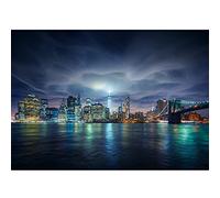 Runa Art Papier peint intissé 396 x 280 cm Nuit à New York | Toison Décoration Murale Salon Chambre á Coucherr | Fabrication Allemande | bleu 9210012b