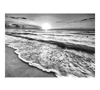 Runa Art Papier peint intissé 396 x 280 cm Plage coucher du soleil de la mer | Toison Décoration Murale Salon Chambre á Coucherr | Fabrication Allemande | Noir et blanc 9467012c
