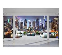Runa Art Papier peint intissé Balcon de New York 352 x 250 cm Toison Mur XXL Tableaux Muraux Tapisserie Photo Décoration Murale Salon Chambre Coloré 9204011c