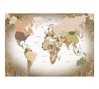 Runa Art Papier peint intissé carte du monde 352 x 250 cm Toison Mur XXL Tableaux Muraux Tapisserie Photo Décoration Murale Salon Chambre marron 9457011b