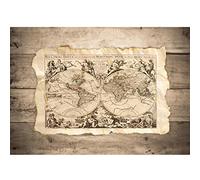 Runa Art Papier peint intissé Carte du Monde Vintage Laine papier peint Salon Chambre Bureau Couloir décoration Peinture murale décor mural moderne - 100% FABRIQUÉ EN ALLEMAGNE - 9255010a