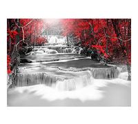 Runa Art Papier peint intissé Cascade 352 x 250 cm Toison Mur XXL Tableaux Muraux Tapisserie Photo Décoration Murale Salon Chambre Noir Rouge 9587011a