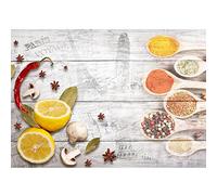 Runa Art Papier peint intissé épices de cuisine 352 x 250 cm Toison Mur XXL Tableaux Muraux Tapisserie Photo Décoration Murale Salon Chambre Blanc Jaune Rouge 9424011c