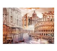 Runa Art Papier peint intissé Italie Rome Venise 352 x 250 cm Toison Mur XXL Tableaux Muraux Tapisserie Photo Décoration Murale Salon Chambre marron 9461011a