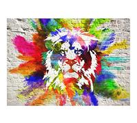 Runa Art Papier peint intissé Lion Graffiti 352 x 250 cm Toison Mur XXL Tableaux Muraux Tapisserie Photo Décoration Murale Salon Chambre Coloré 9164011b