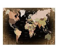 Runa Art Papier peint intissé Mural carte du monde Moderne Toison Salon Chambre à Coucherr Salle - Tableaux Muraux Tapisserie Photo - Noir marron 9457010a