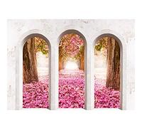 Runa Art Papier peint intissé Mural Colonnes Forest Park Moderne Toison Salon Chambre à Coucherr Salle - Tableaux Muraux Tapisserie Photo - Rose et blanc 9014010a