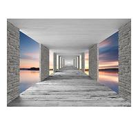 Runa Art Papier peint intissé Mural coucher du soleil de la mer 3D Moderne Toison Salon Chambre à Coucherr Salle - Tableaux Muraux Tapisserie Photo - Gris Bleu Orange 9157010b