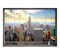 Runa Art Papier peint intissé Mural Fenêtre de New York Moderne Toison Salon Chambre à Coucherr Salle - Tableaux Muraux Tapisserie Photo - brun bleu 9026010a