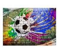 Runa Art Papier peint intissé Mural mur de pierre de football Moderne Toison Salon Chambre à Coucherr Salle - Tableaux Muraux Tapisserie Photo - Coloré 9021010c