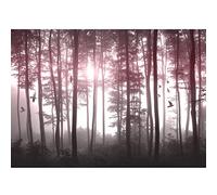 Runa Art Papier peint intissé Mural Oiseaux Fog Forêt Moderne Toison Salon Chambre à Coucherr Salle - Tableaux Muraux Tapisserie Photo - rose 9326010c