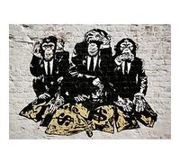 Runa Art Papier peint intissé Mural singes Banksy street art Moderne Toison Salon Chambre à Coucherr Salle - Tableaux Muraux Tapisserie Photo - Noir et blanc 9150010a