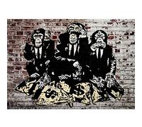Runa Art Papier peint intissé Mural singes Banksy street art Moderne Toison Salon Chambre à Coucherr Salle - Tableaux Muraux Tapisserie Photo - Noir marron 9150010c