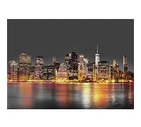 Runa Art Papier peint intissé Nuit à New York 352 x 250 cm Toison Mur XXL Tableaux Muraux Tapisserie Photo Décoration Murale Salon Chambre gris orange 9336011a