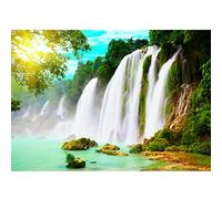 Runa Art Papier Peint panoramique cascade Nature 352 x 250 cm Toison Mur XXL Moderne Décoration Murale Salon Chambre á Coucherr Bureau Salle Vert blanc 9006011b