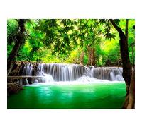 Runa Art Papier Peint panoramique cascade Nature 352 x 250 cm Toison Mur XXL Moderne Décoration Murale Salon Chambre á Coucherr Bureau Salle Vert blanc 9006011a