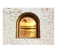 Runa Art Papier Peint panoramique coucher du soleil de la fenêtre en mer 352 x 250 cm Toison Mur XXL Moderne Décoration Murale Salon Chambre á Coucherr Bureau Salle marron 9017011c