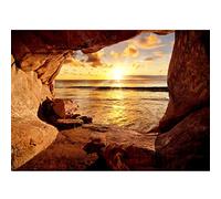 Runa Art Papier Peint panoramique Gorge plage coucher de soleil 352 x 250 cm Toison Mur XXL Moderne Décoration Murale Salon Chambre á Coucherr Bureau Salle marron orange 9071011a