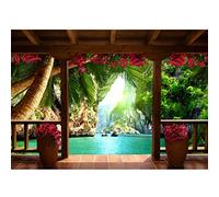 Runa Art Papier Peint panoramique Mer des Caraïbes 352 x 250 cm Toison Mur XXL Moderne Décoration Murale Salon Chambre á Coucherr Bureau Salle Vert Marron Rouge 9113011c