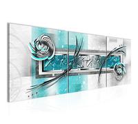 Runa Art - Peinture Abstrait 120 x 40 cm Tableau en Toile non Tissée Gris Turquoise Bleu En plusieurs Parties Moderne Decoration Murale 108133a