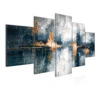 Runa Art - Peinture Abstrait 200L x 100l cm 5 Parties XXL Decoration Murale Dessin Reflet Bleu 059751a