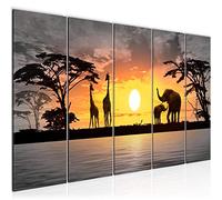 Runa Art Peinture Afrique Le Coucher Du Soleil Impression sur Toile intissee Decoration Murale Salon Chambre 000256c