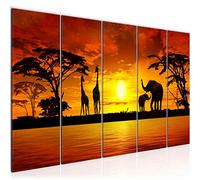 Runa Art Peinture Afrique Le Coucher Du Soleil Impression sur Toile intissee Decoration Murale Salon Chambre 000256a