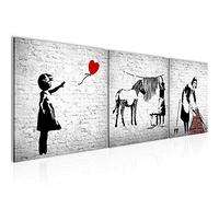 Runa Art - Peinture Banksy Street Art Tableau en Toile non Tissée Rouge gris En plusieurs Parties Moderne Decoration Murale 029233c