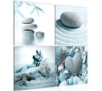 Runa Art - Peinture Feng Shui Des Pierres Impression sur Toile intissee Turquoise Gris En plusieurs parties Moderne Decoration Murale 501643b