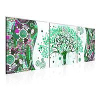 Runa Art - Peinture Gustav Klimt Arbre De Vie 120 x 40 cm Tableau en Toile non Tissée Vert En plusieurs Parties Moderne Decoration Murale 004633b
