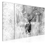 Runa Art Peinture Hiver Cerf Impression sur Toile intissee Decoration Murale Salon Chambre 004156b