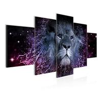 Runa Art Peinture Signe astrologique du Lion 5 Parties Impression sur Toile Intissee Decotation Salon Abstrait Animaux Noir Violet 040752c