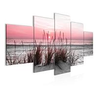 Runa Art Plage Coucher de soleil Tableau Murale Impression sur Toile Intissee 5 Parties Mer Nature Gris Rose Chambre Salle 043753b