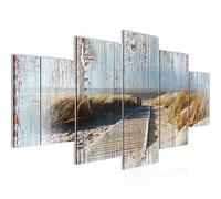 Runa Art Plage Tableau Murale Impression sur Toile Intissee 5 Parties Rechercher Bois Beige Bleu Chambre Salle 604053b