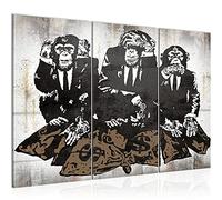 Runa Art Singes D'Art De Rue Peinture Tableau Salon XXL gris Duke of Lancaster UK 120 x 80 cm 3 parties Decoration Murale 037031a