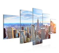 Runa Art Skyline De New York Tableau Murale Impression sur Toile Intissee 5 parties NY City Beige bleu Chambre Salle 010253a