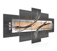 Runa Art - Tableau Abstrait 200 x 100 cm 5 Parties XXL Decoration Murale Dessin Gris Beige Marron 103951b