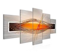 Runa Art - Tableau Abstrait 200 x 100 cm 5 Parties XXL Decoration Murale Dessin Gris Orange Blanc 103351c