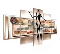 Runa Art - Tableau Abstrait Les Figures 200 x 100 cm 5 Parties XXL Decoration Murale Dessin Pliant Noir 302351a