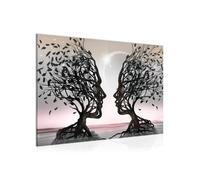 Runa Art Tableau mural Couple d'amoureux Moderne Tableau Decoracion Murale - Abstrait Arbre Gris Rose Salle 044815b