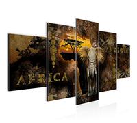 Runa Art - Tableau Afrique Carte 200 x 100 cm 5 Parties XXL Decoration Murale Dessin Marron 022651b