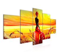 Runa Art - Tableau Afrique Femme 200 x 100 cm 5 Parties XXL Decoration Murale Dessin Coloré 002451a