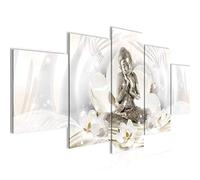 Runa Art - Tableau Bouddha Feng Shui 200 x 100 cm 5 Parties XXL Decoration Murale Dessin Beige 016451b
