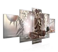 Runa Art - Tableau Bouddha Feng Shui 200 x 100 cm 5 Parties XXL Decoration Murale Dessin Beige 503451a