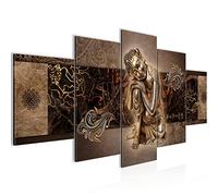 Runa Art - Tableau Bouddha Feng Shui 200 x 100 cm 5 Parties XXL Decoration Murale Dessin Brun 041351b