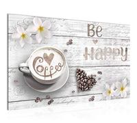 Runa Art Tableau Café Cuisine Moderne Tableau Decoracion Murale - Be Happy Blanc Salle 020614c