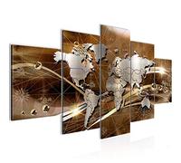 Runa Art - Tableau Carte du Monde 200 x 100 cm 5 Parties XXL Decoration Murale Dessin Marron 106851b