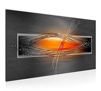 Runa Art Tableau Decoration Murale - Abstrait - 1 Partie - Moderne Toile Non Tissée - Salon Salle Gris Orange Noir - 103312a
