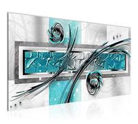 Runa Art Tableau Decoration Murale Abstrait 1 Partie Moderne Toile non tissée Salon Salle Gris Turquoise Bleu 108112a